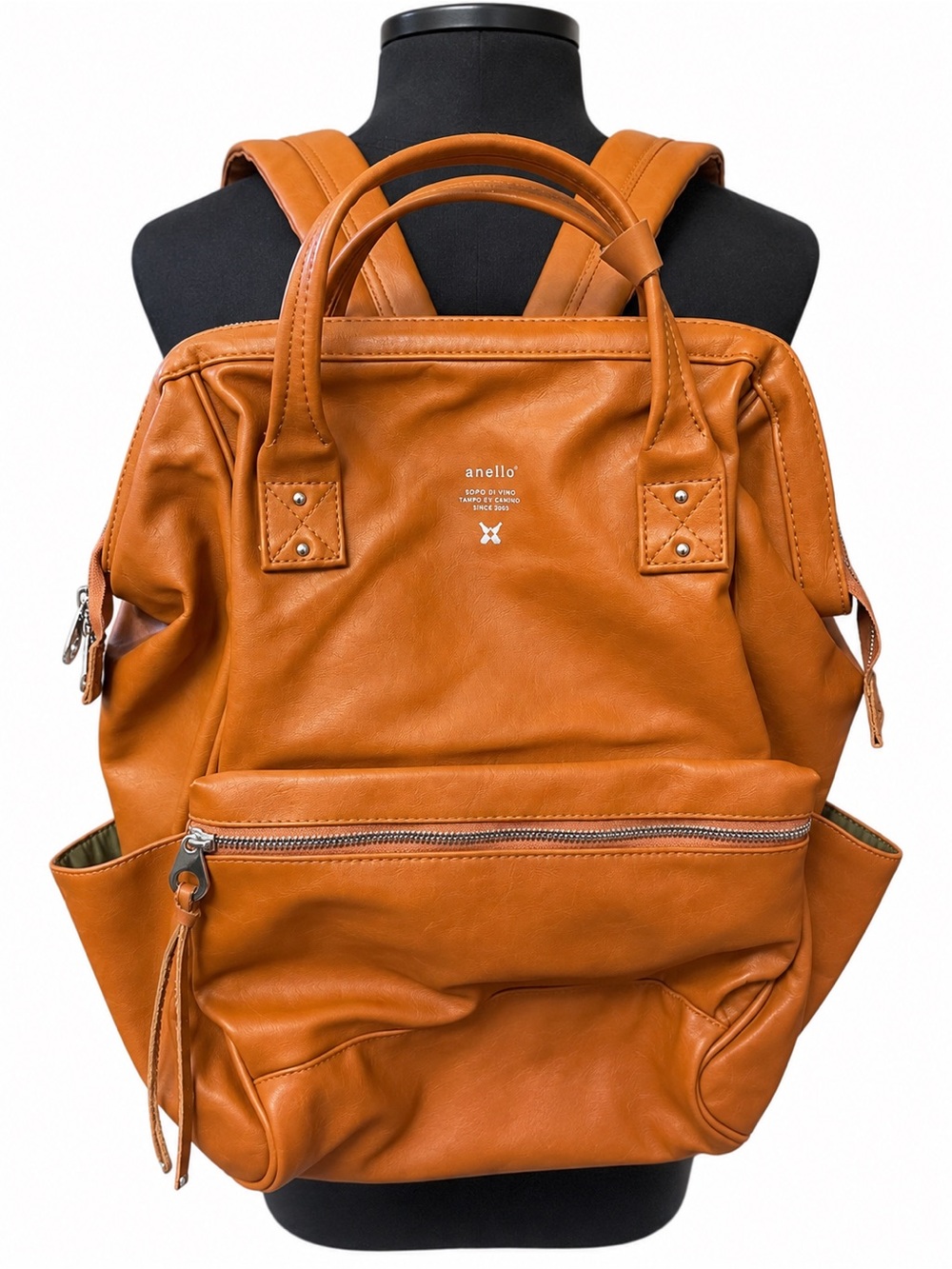 anello Tan Leatherette Backpack Tote - Versatile Everyday Carry
